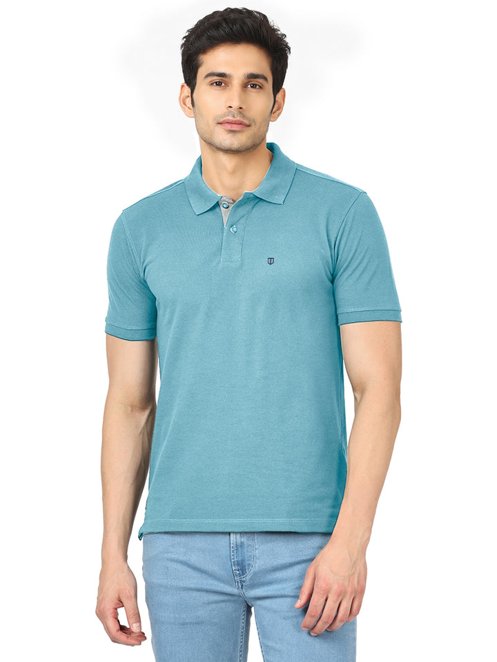 Steel Blue Plain Polo T Shirt