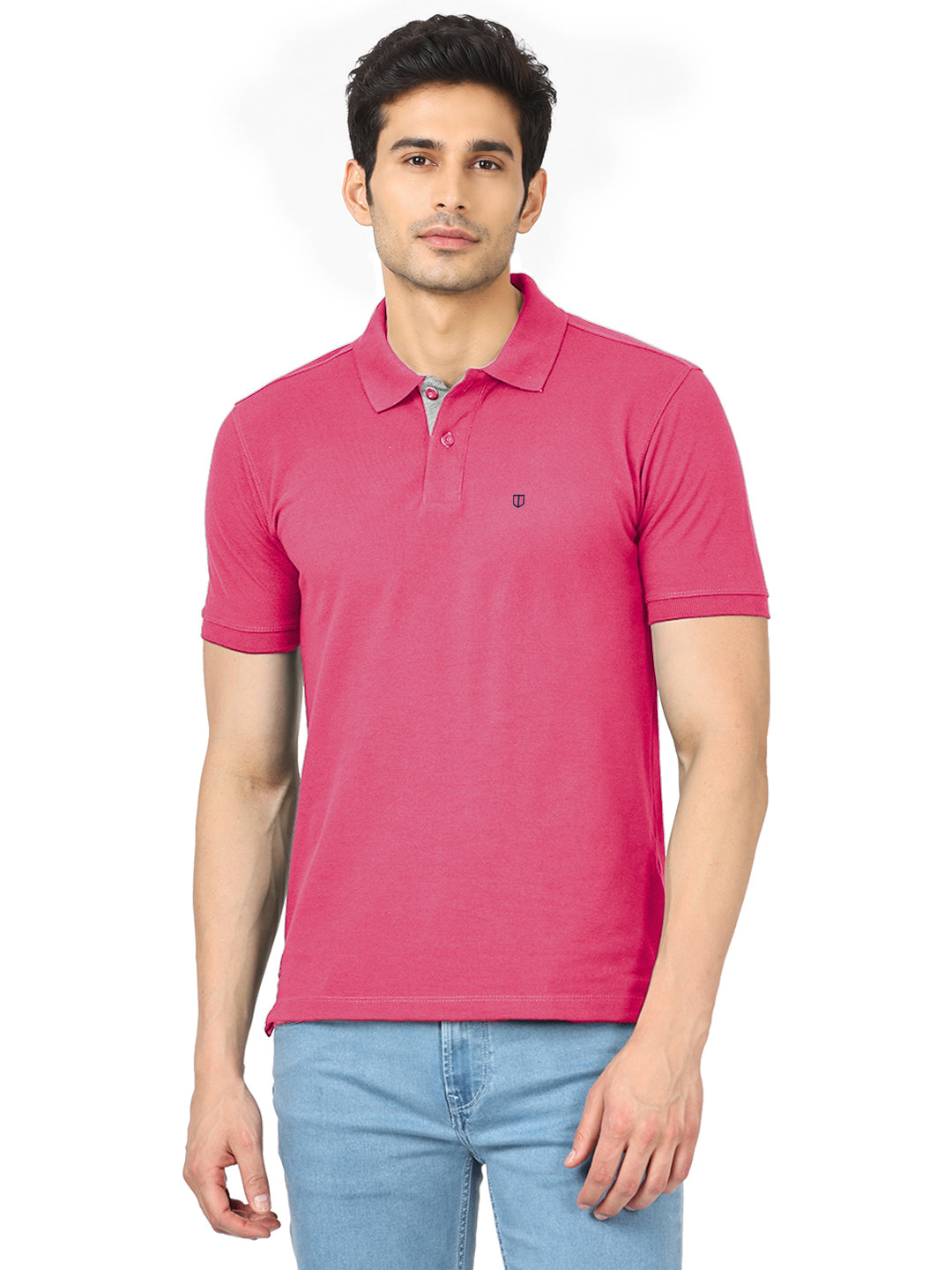 Magenta Pink Plain Polo T Shirt