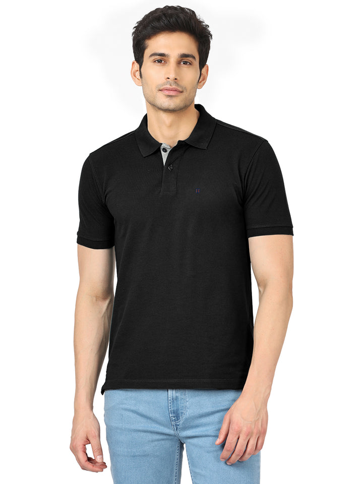 Black Plain Polo T Shirt