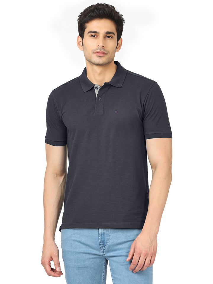 Charcoal Plain Polo T Shirt
