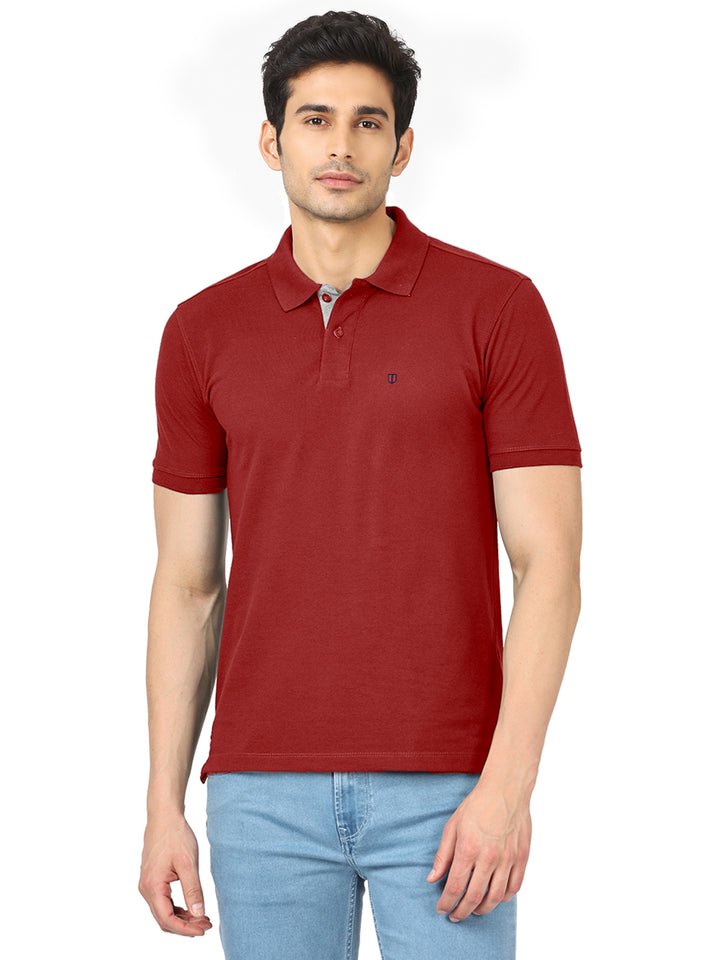 Burgundy Plain Polo T Shirt