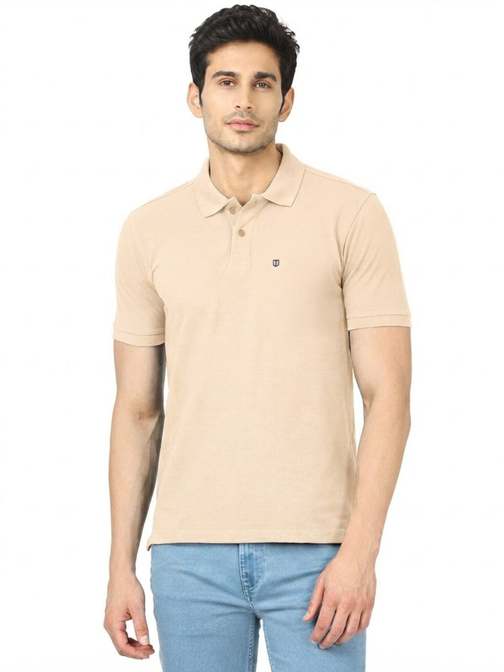 Fawn Beige Plain Polo T Shirt