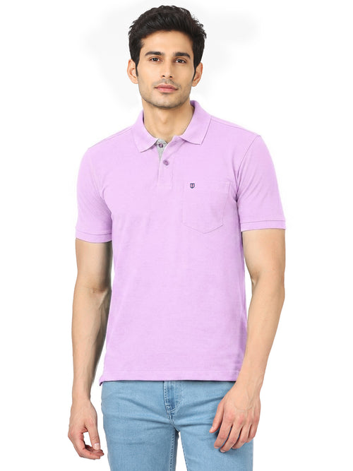 Lavendar Plain Casual Polo T shirt