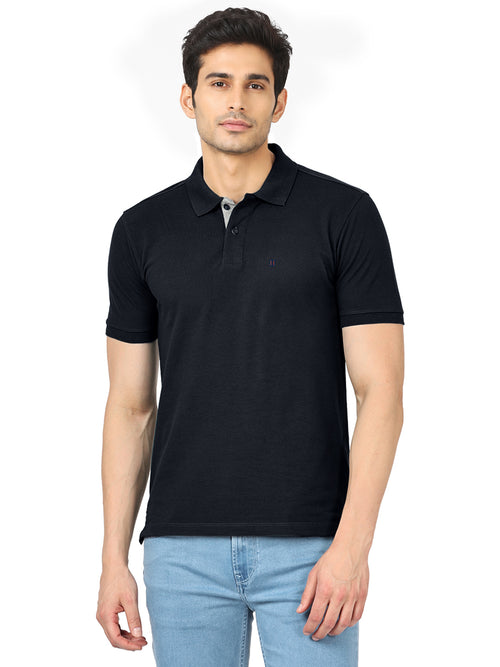 Navy Plain Polo T Shirt