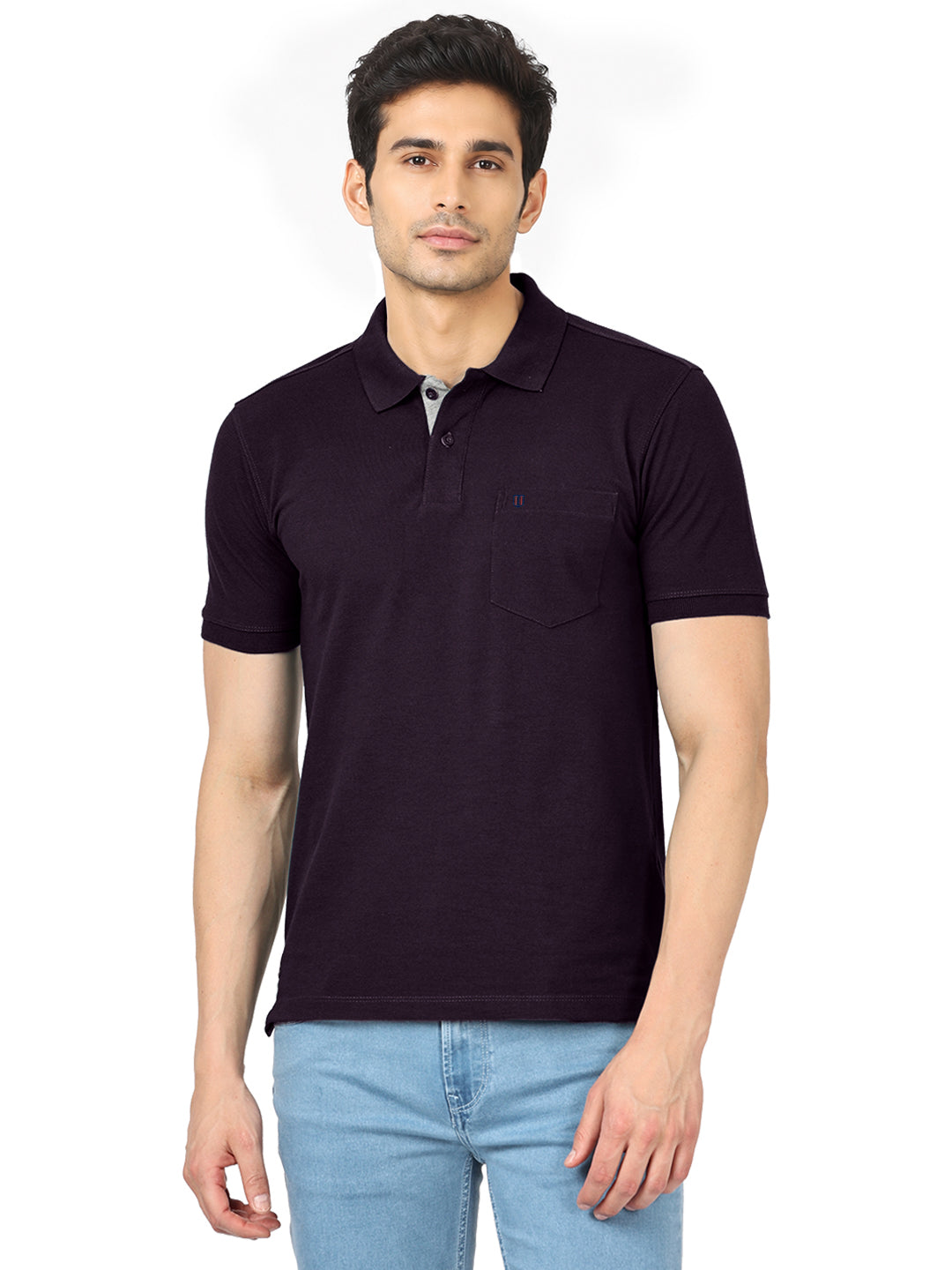 Purple Plain Casual Polo T shirt