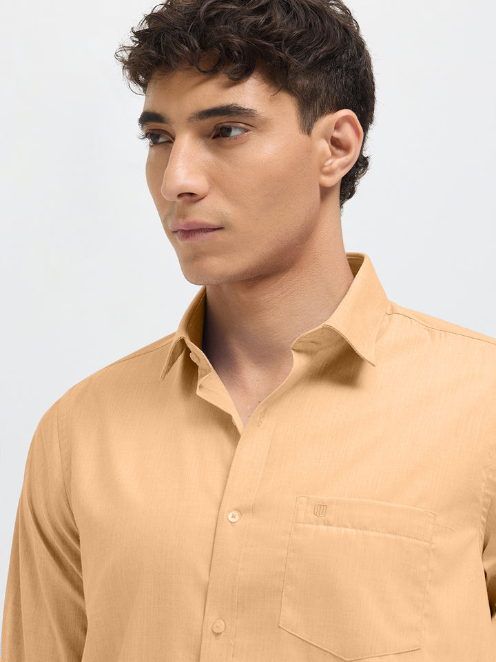Light Orange Solid Formal Shirt