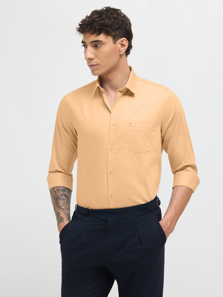 Light Orange Solid Formal Shirt