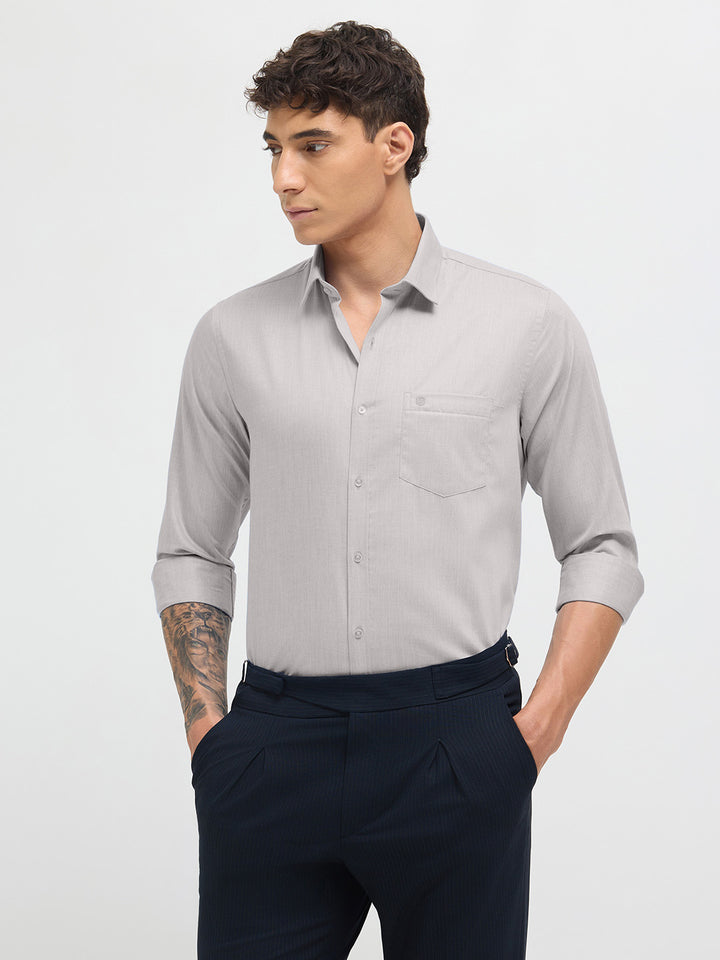 Ash Grey Solid Formal Shirt