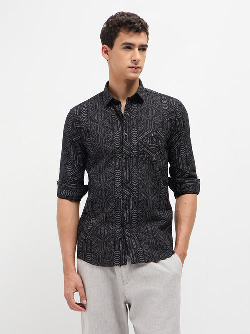 Black Abstract Printed Casual Shirt
