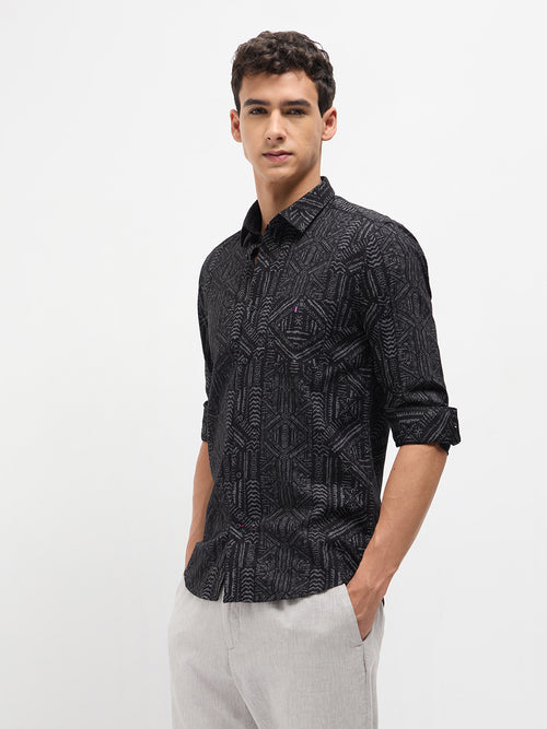 Black Abstract Printed Casual Shirt