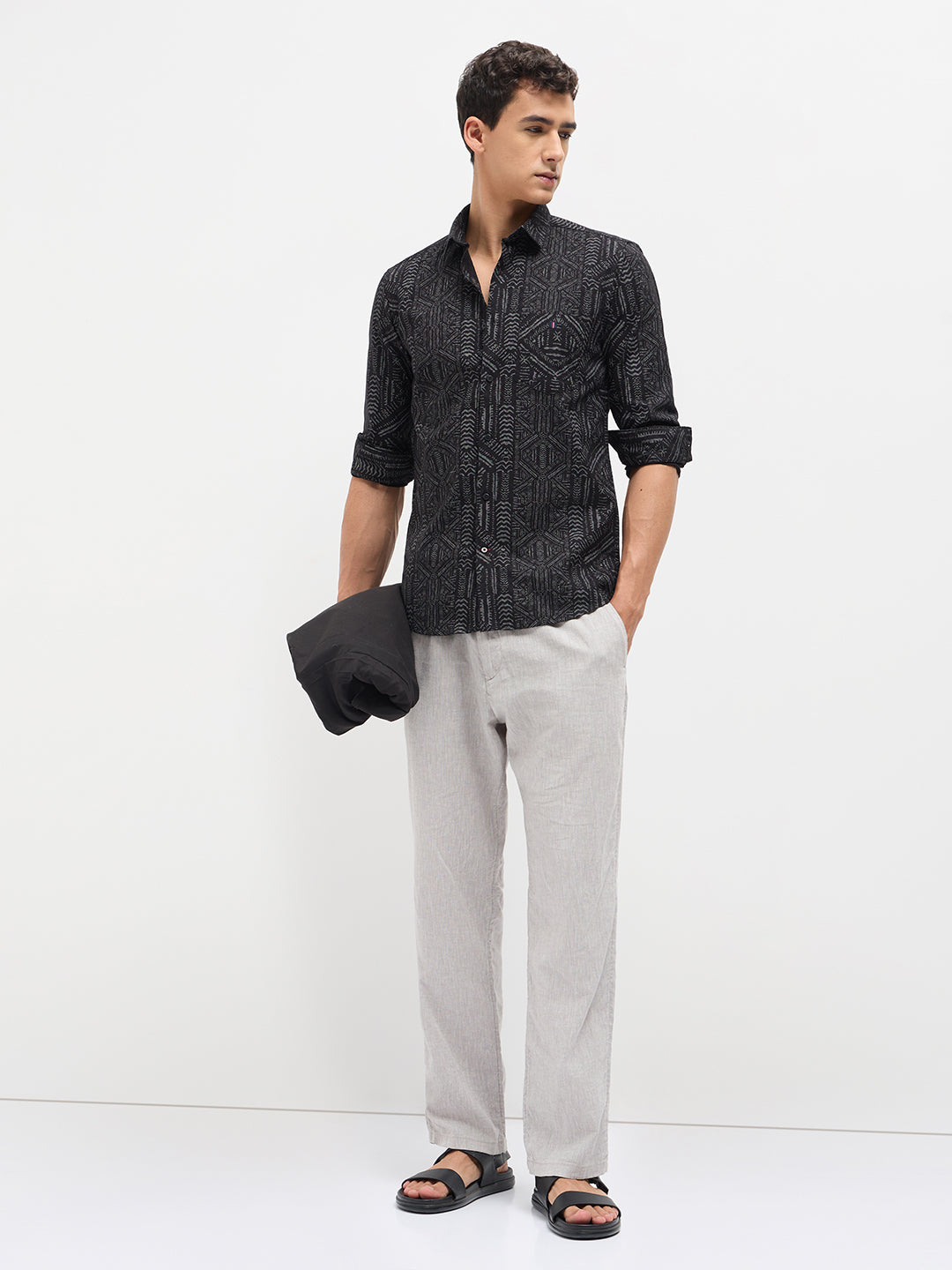 Black Abstract Printed Casual Shirt