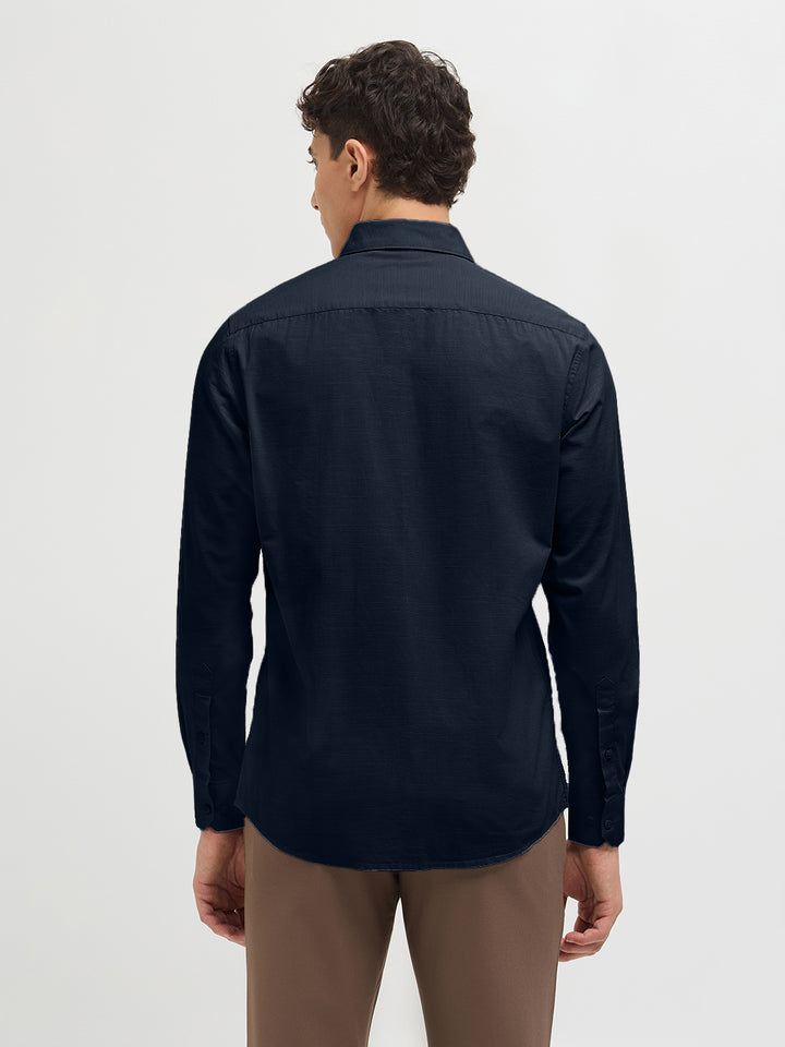 Oxford Blue Solid Casual Shirt
