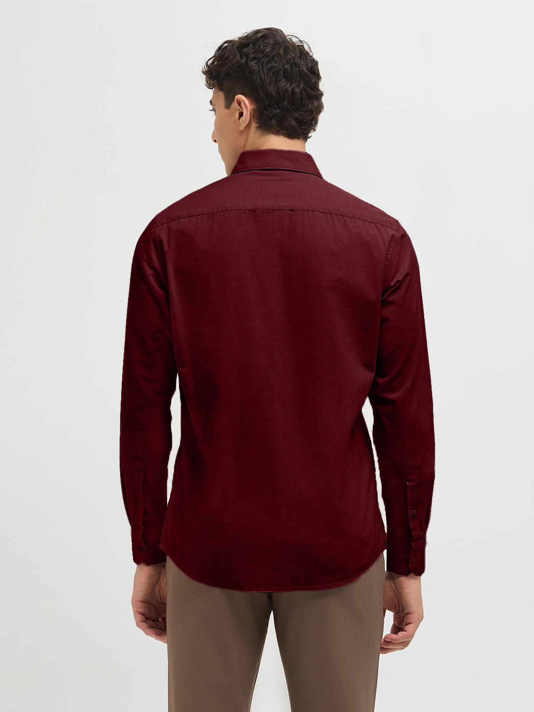 Cherry Red Solid Casual Shirt
