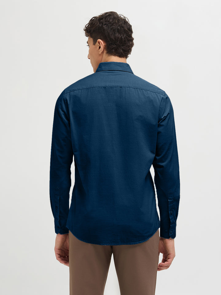 Rich Teal Solid Casual Shirt