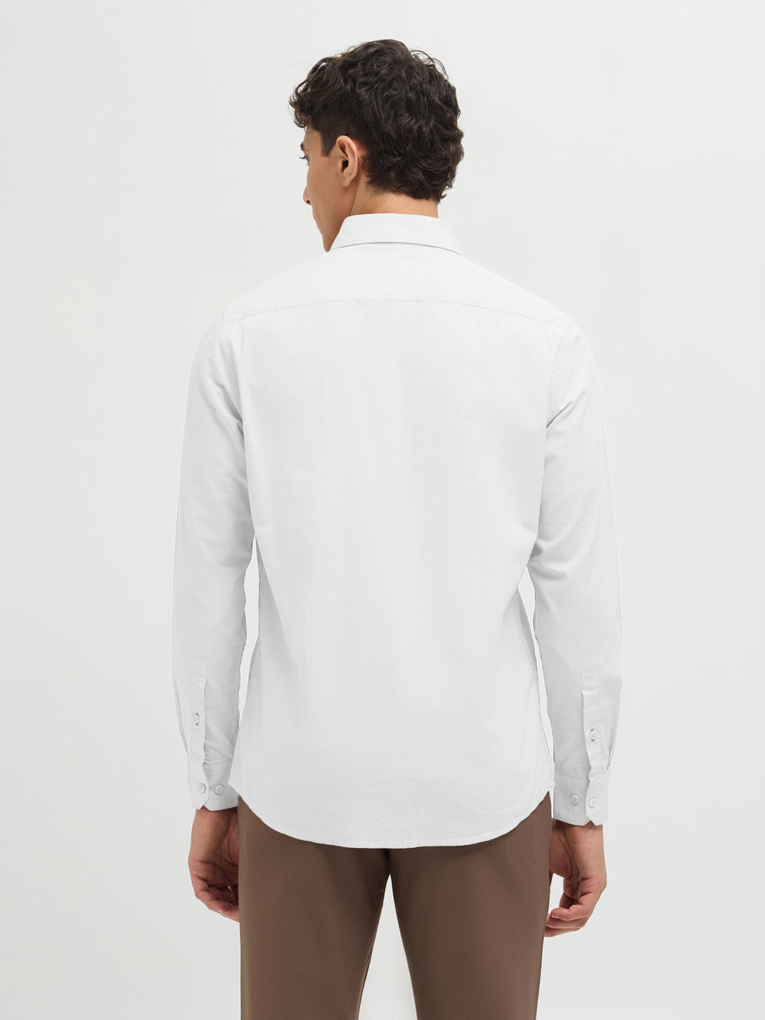 Pearl White Solid Casual Shirt