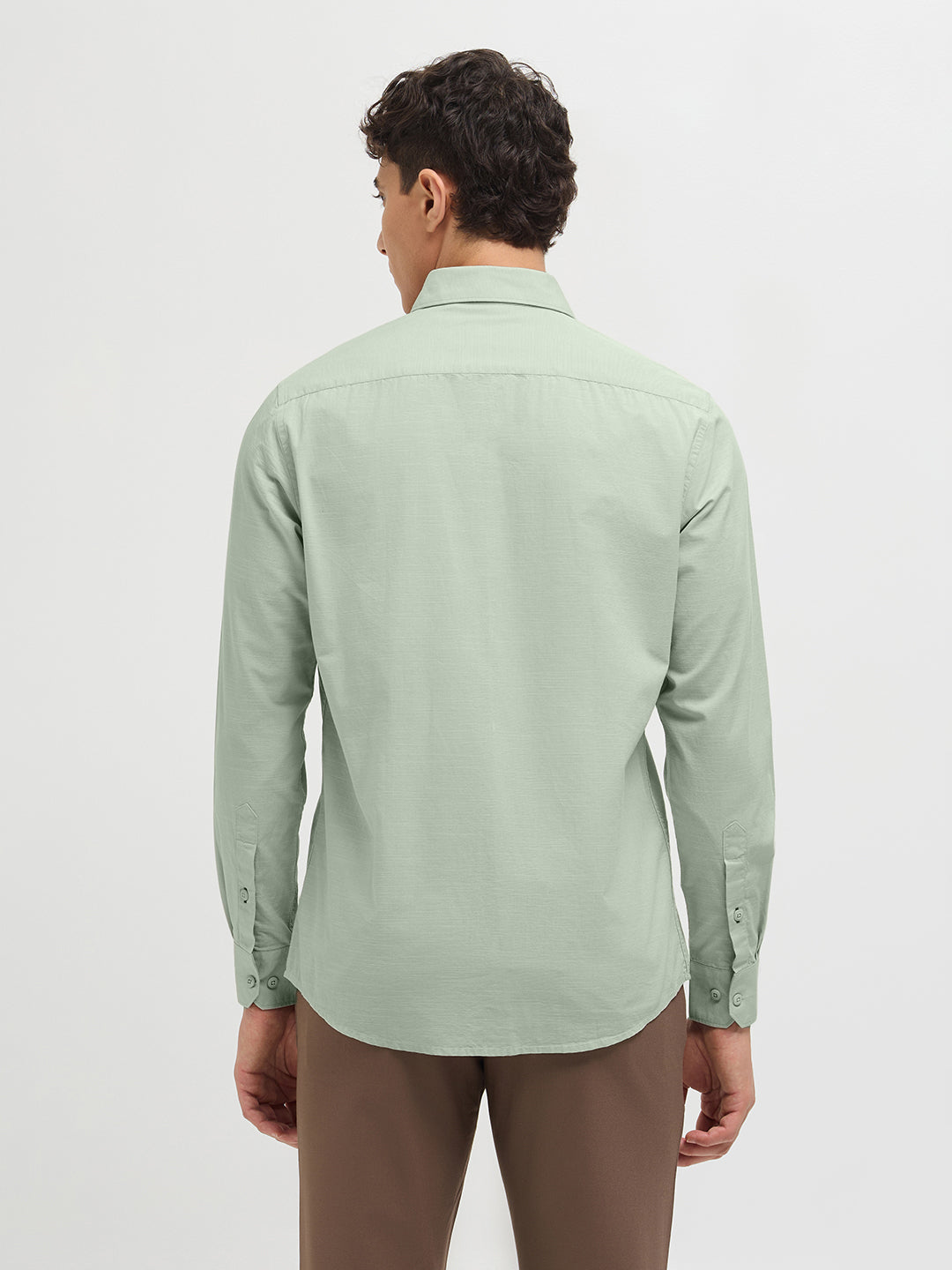 Pastel Green Solid Casual Shirt