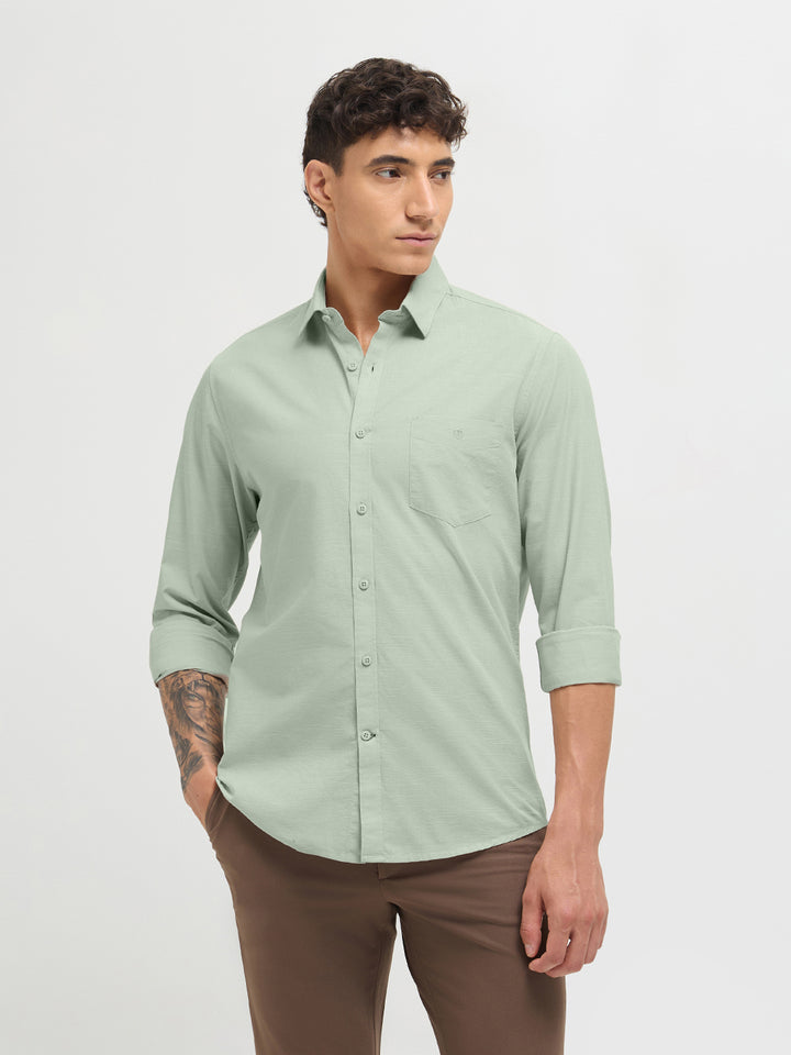 Pastel Green Solid Casual Shirt