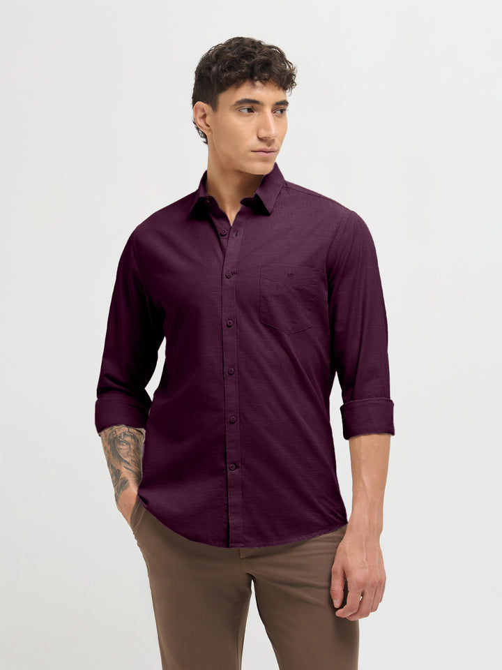 Dusky Plum Solid Casual Shirt