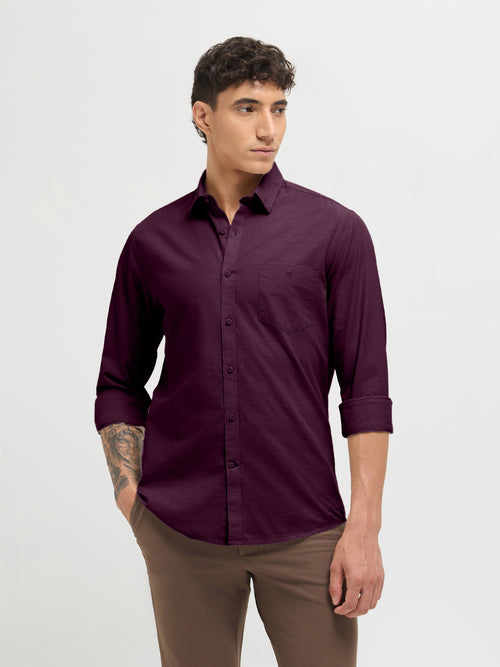 Dusky Plum Solid Casual Shirt