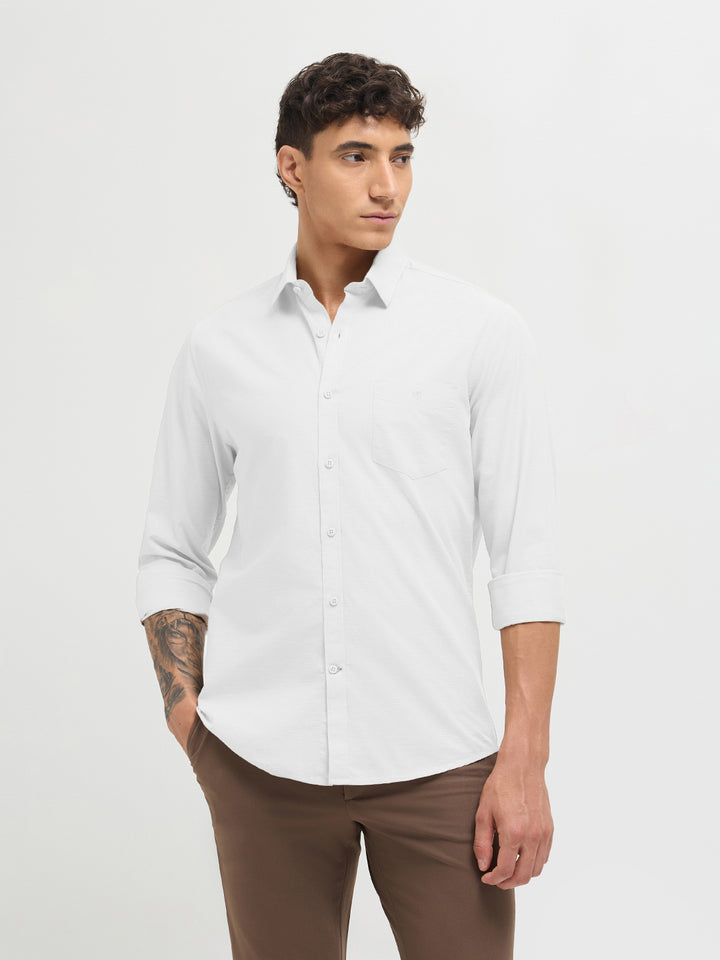 Pearl White Solid Casual Shirt