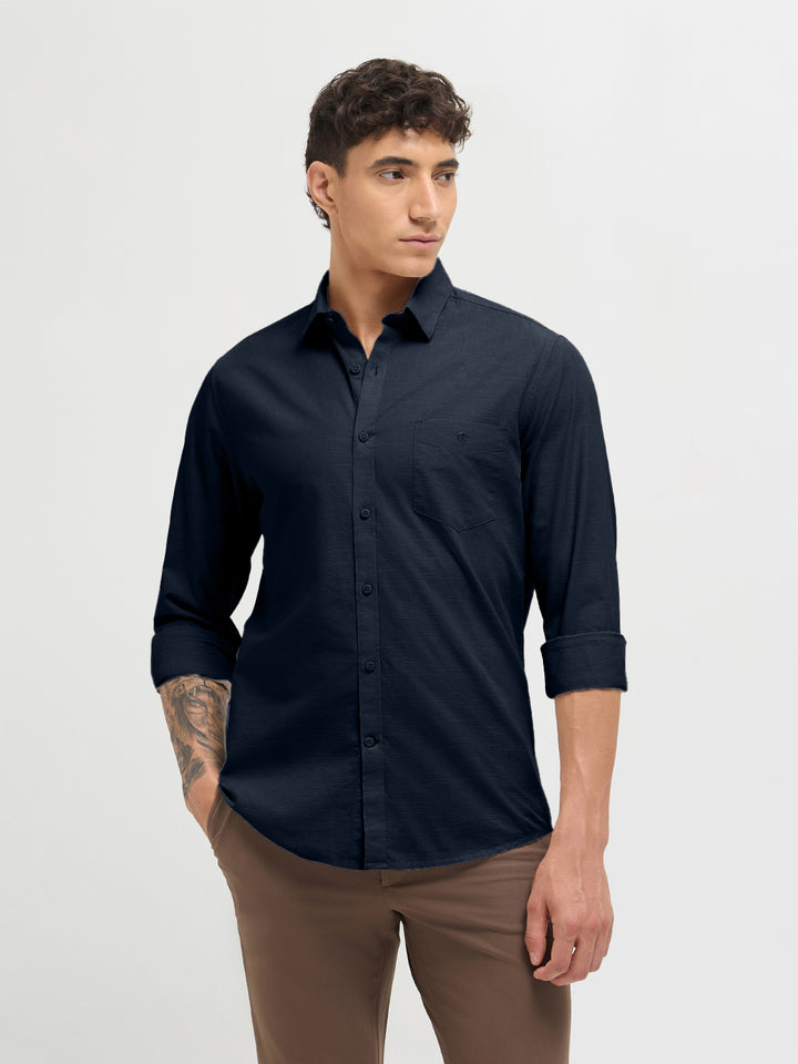 Oxford Blue Solid Casual Shirt