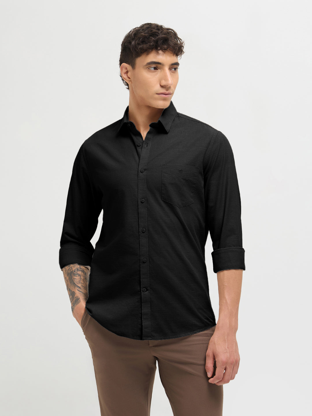 Ink Black Solid Casual Shirt