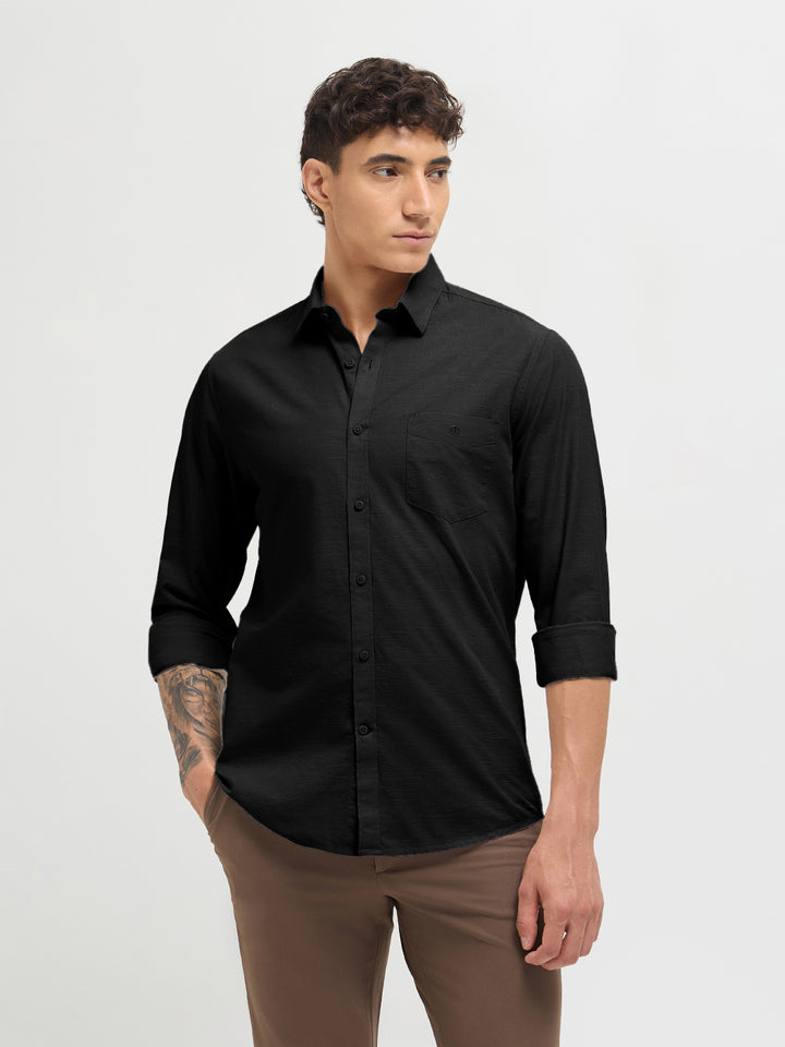 Ink Black Solid Casual Shirt
