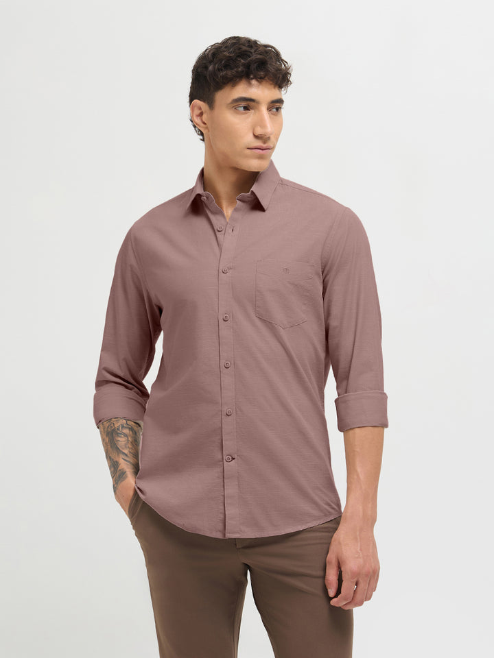 Mink Brown Solid Casual Shirt