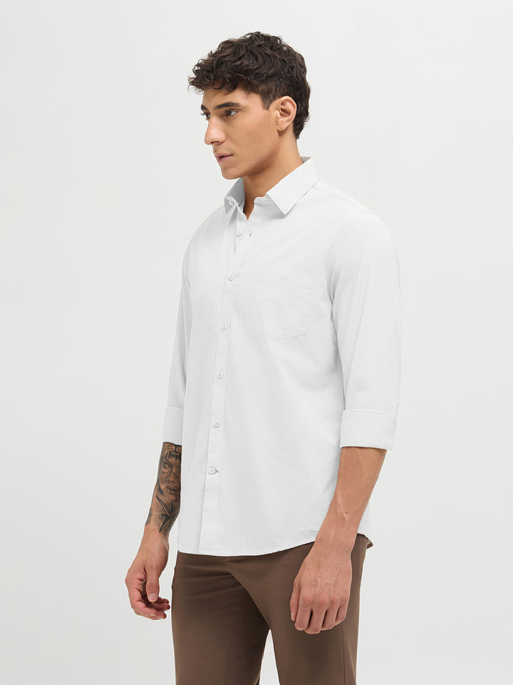 Pearl White Solid Casual Shirt