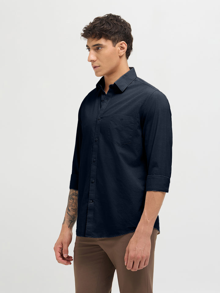 Oxford Blue Solid Casual Shirt