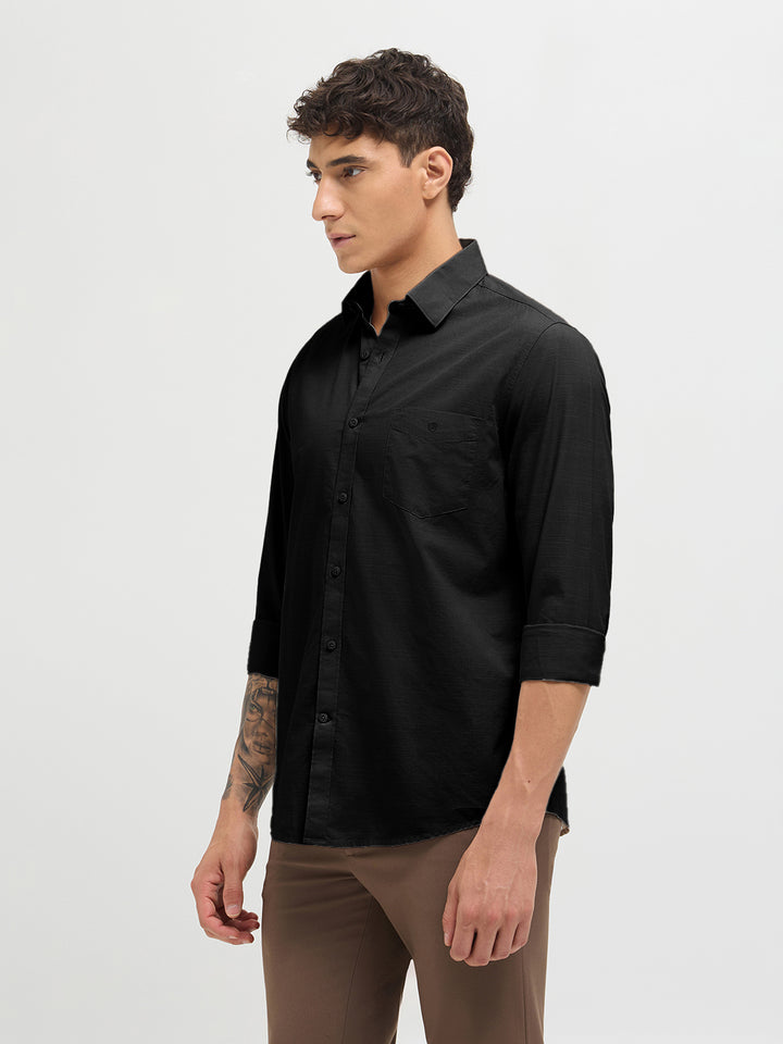 Ink Black Solid Casual Shirt