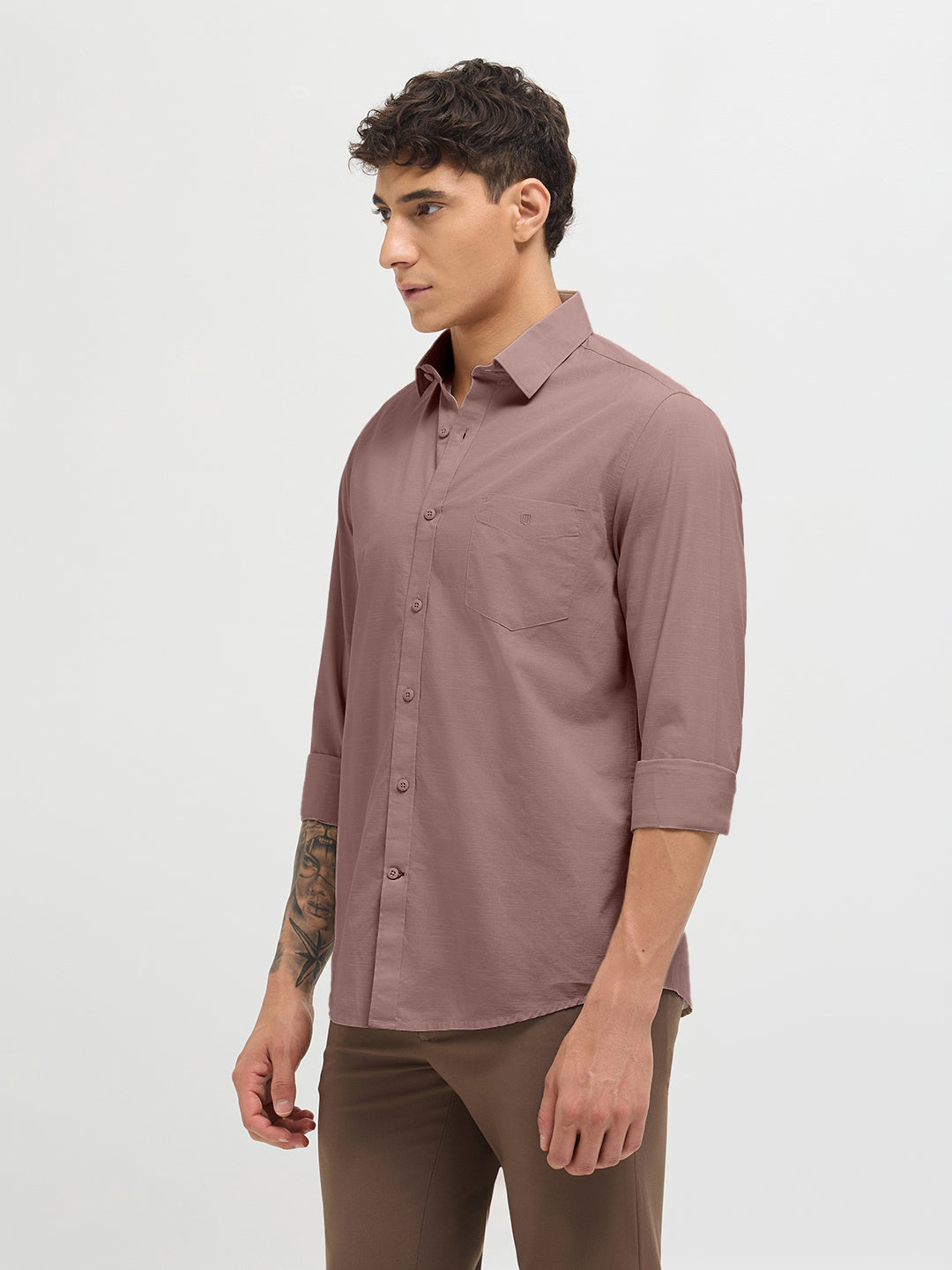 Mink Brown Solid Casual Shirt