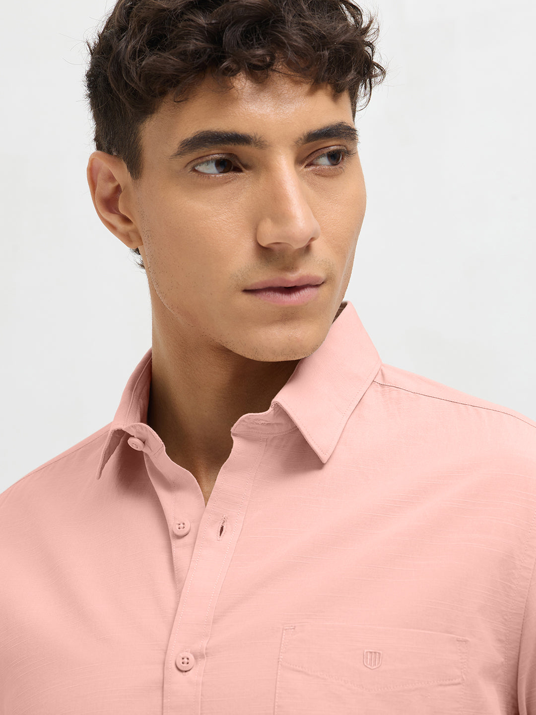 Pastel Peach Solid Casual Shirt