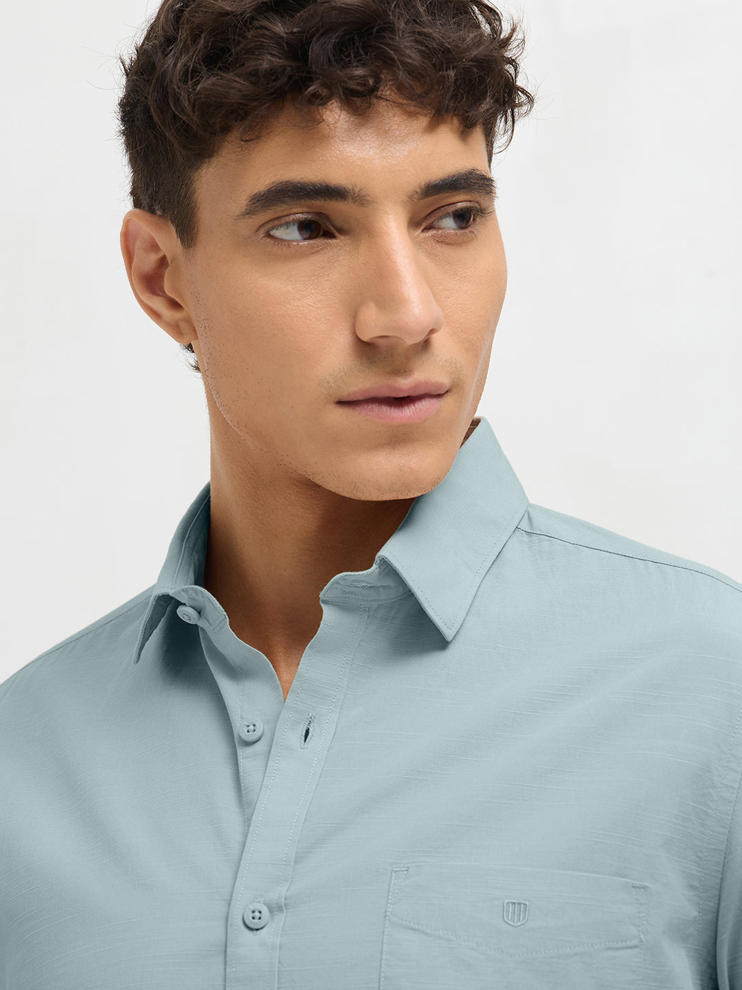 Pale Blue Solid Casual Shirt