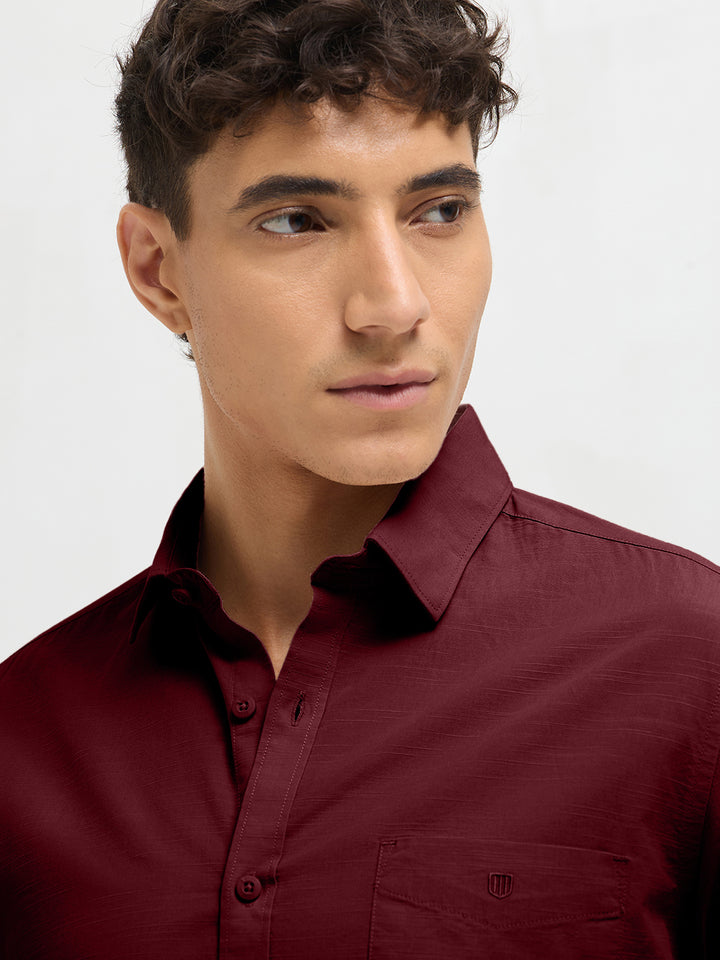 Cherry Red Solid Casual Shirt
