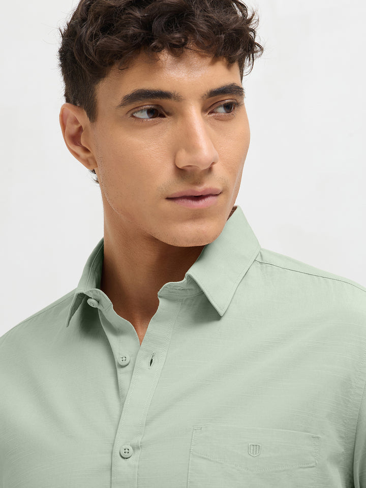 Pastel Green Solid Casual Shirt