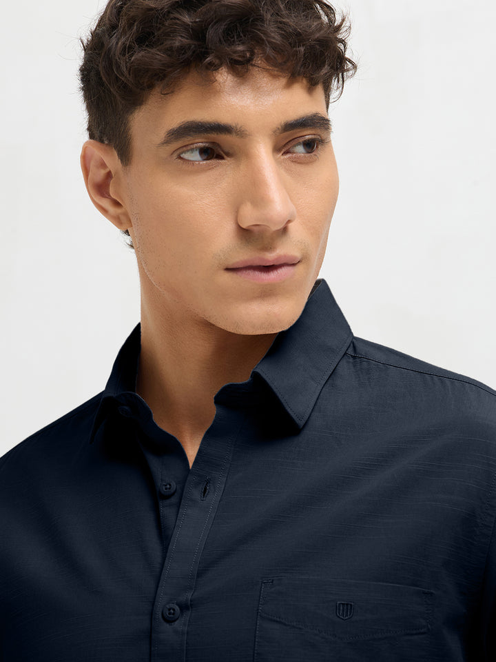 Oxford Blue Solid Casual Shirt