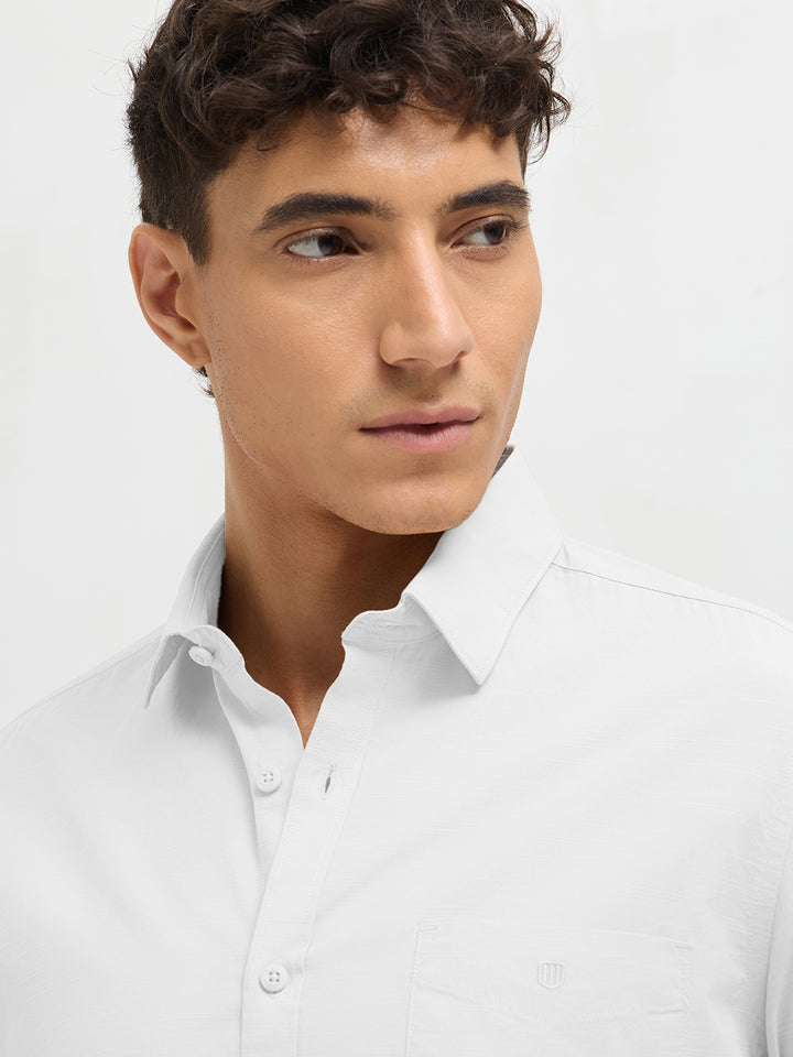 Pearl White Solid Casual Shirt
