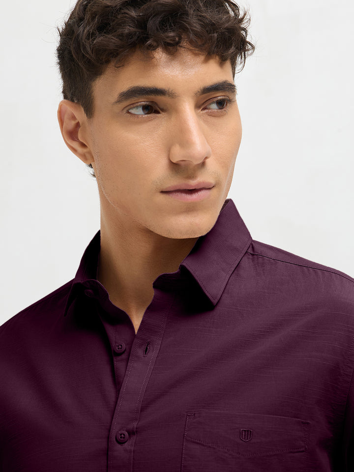 Dusky Plum Solid Casual Shirt