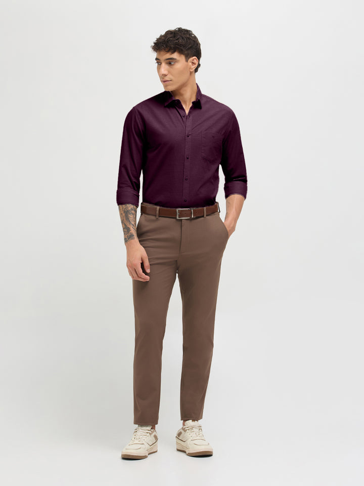 Dusky Plum Solid Casual Shirt