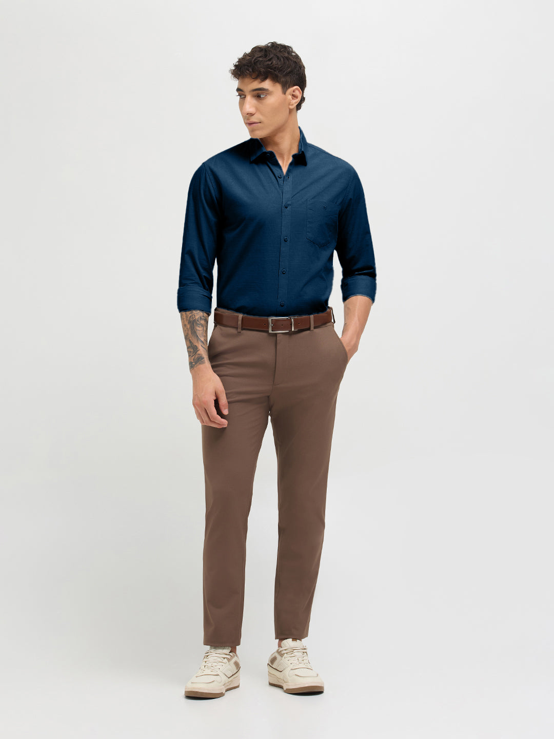 Rich Teal Solid Casual Shirt