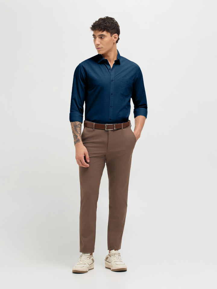 Rich Teal Solid Casual Shirt