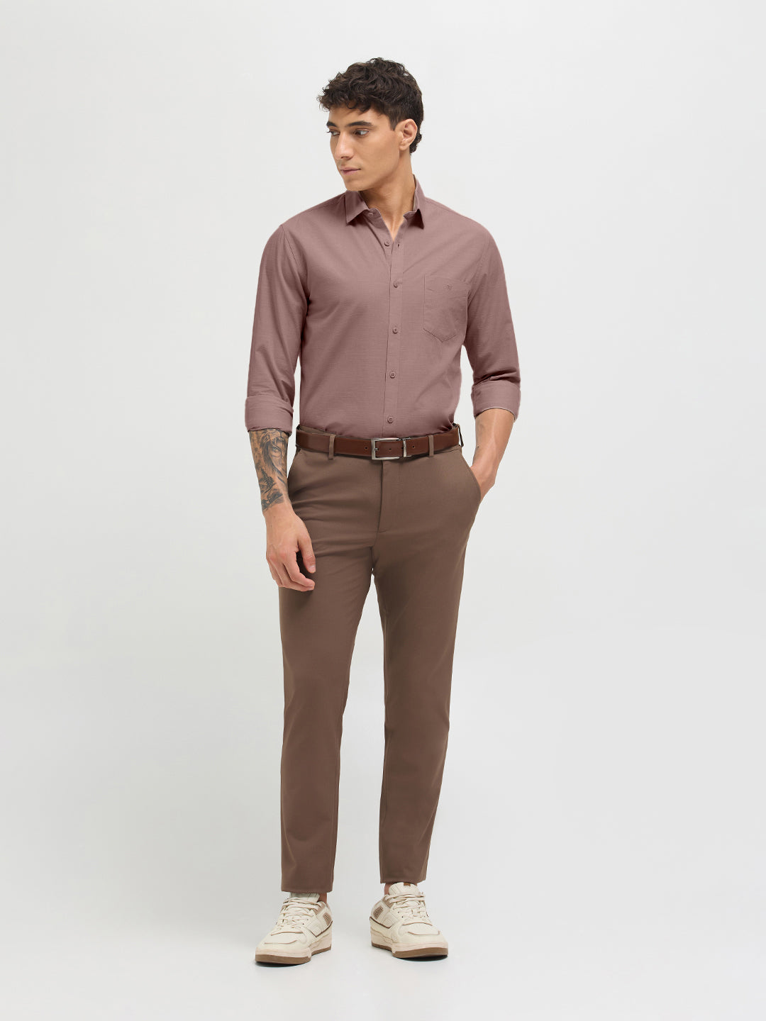 Mink Brown Solid Casual Shirt