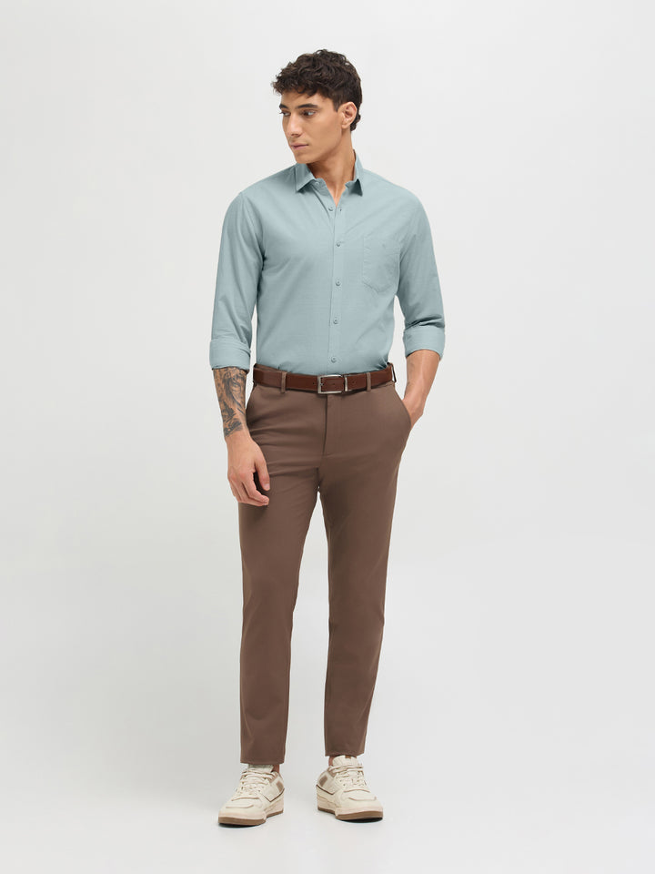 Pale Blue Solid Casual Shirt