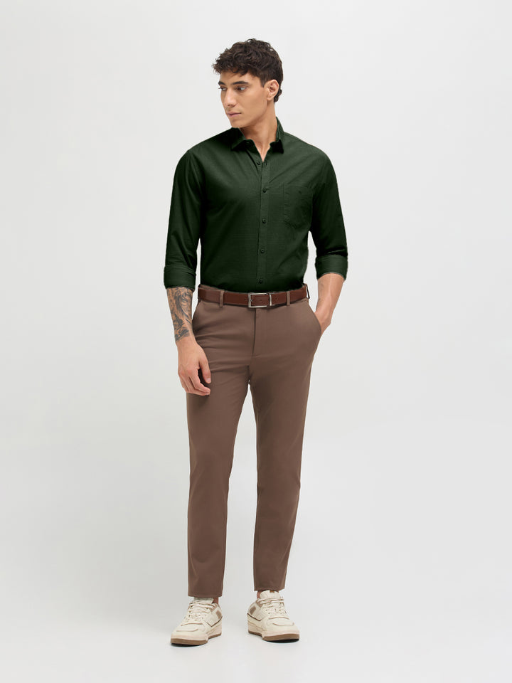 Pine Green Solid Casual Shirt