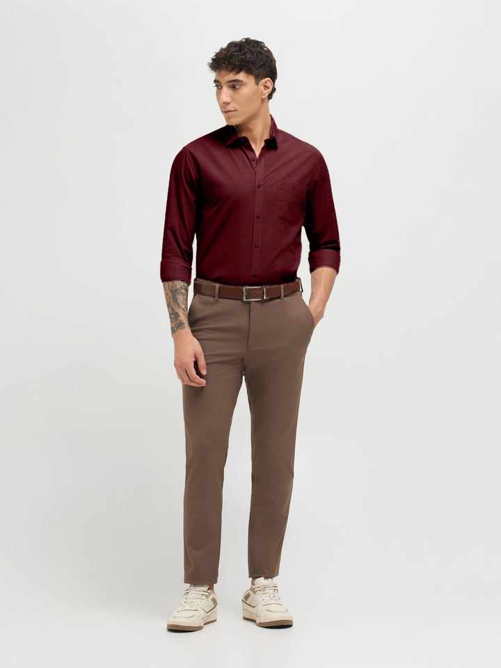 Cherry Red Solid Casual Shirt
