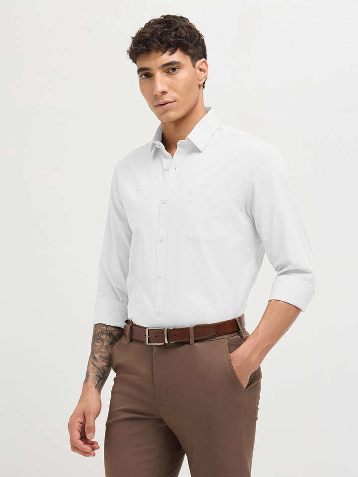 Pearl White Solid Casual Shirt