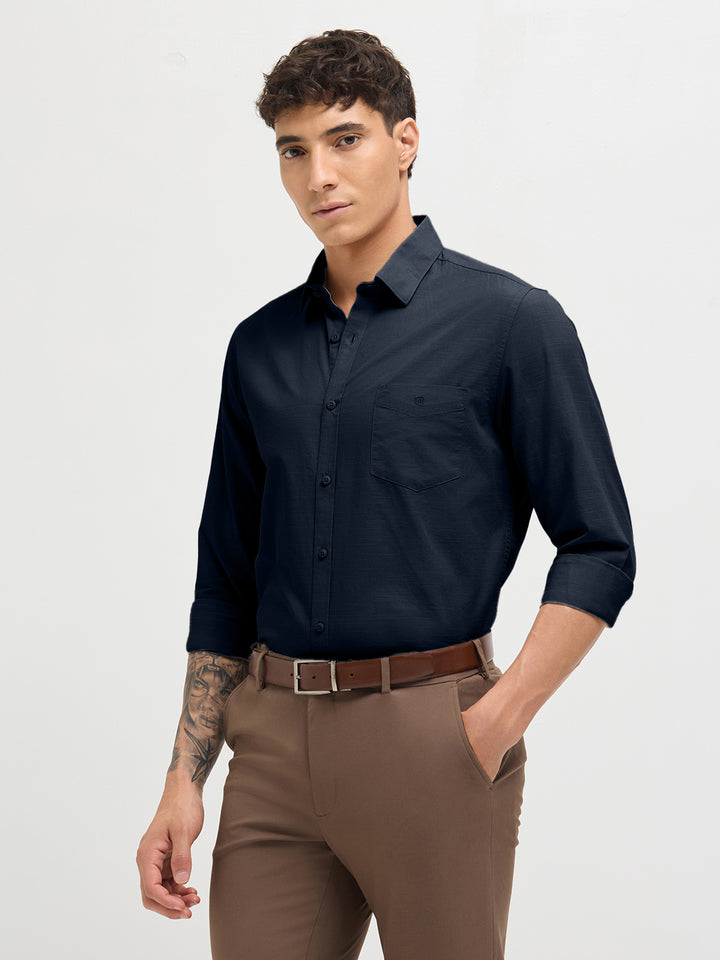 Oxford Blue Solid Casual Shirt
