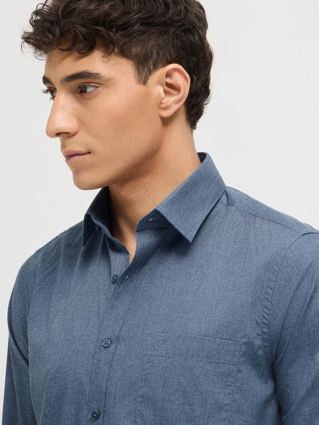 Smoke Blue Solid Formal Shirt