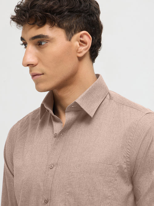 Warm Beige Solid Formal Shirt